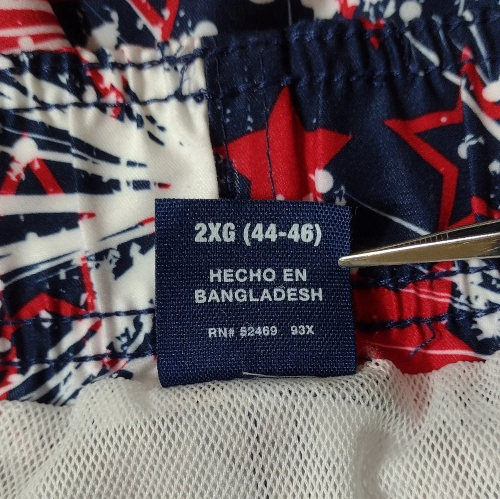 George Men's Navy Red White Firework Print Swim Shorts Size (2X)